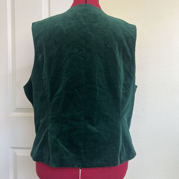 Susan Bristol New Traditions‎ Vest Women's 16 Green Velvet Embroidered Pockets - Picture 3 of 10